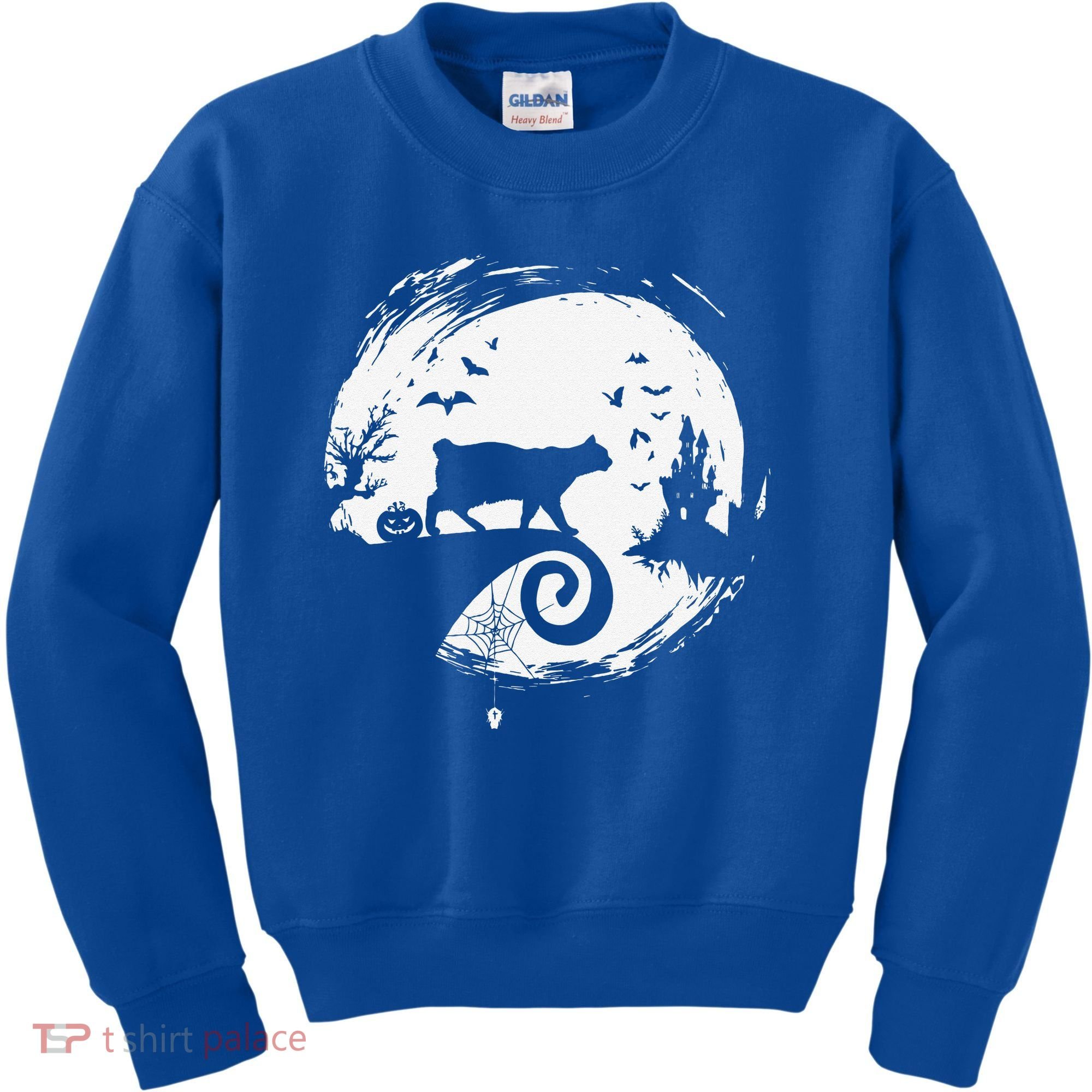 Manx Cat Halloween Costume Moon Silhouette Creepy Horror Kids Sweatshirt