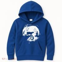 Manx Cat Halloween Costume Moon Silhouette Creepy Horror Kids Hoodie thumb 0