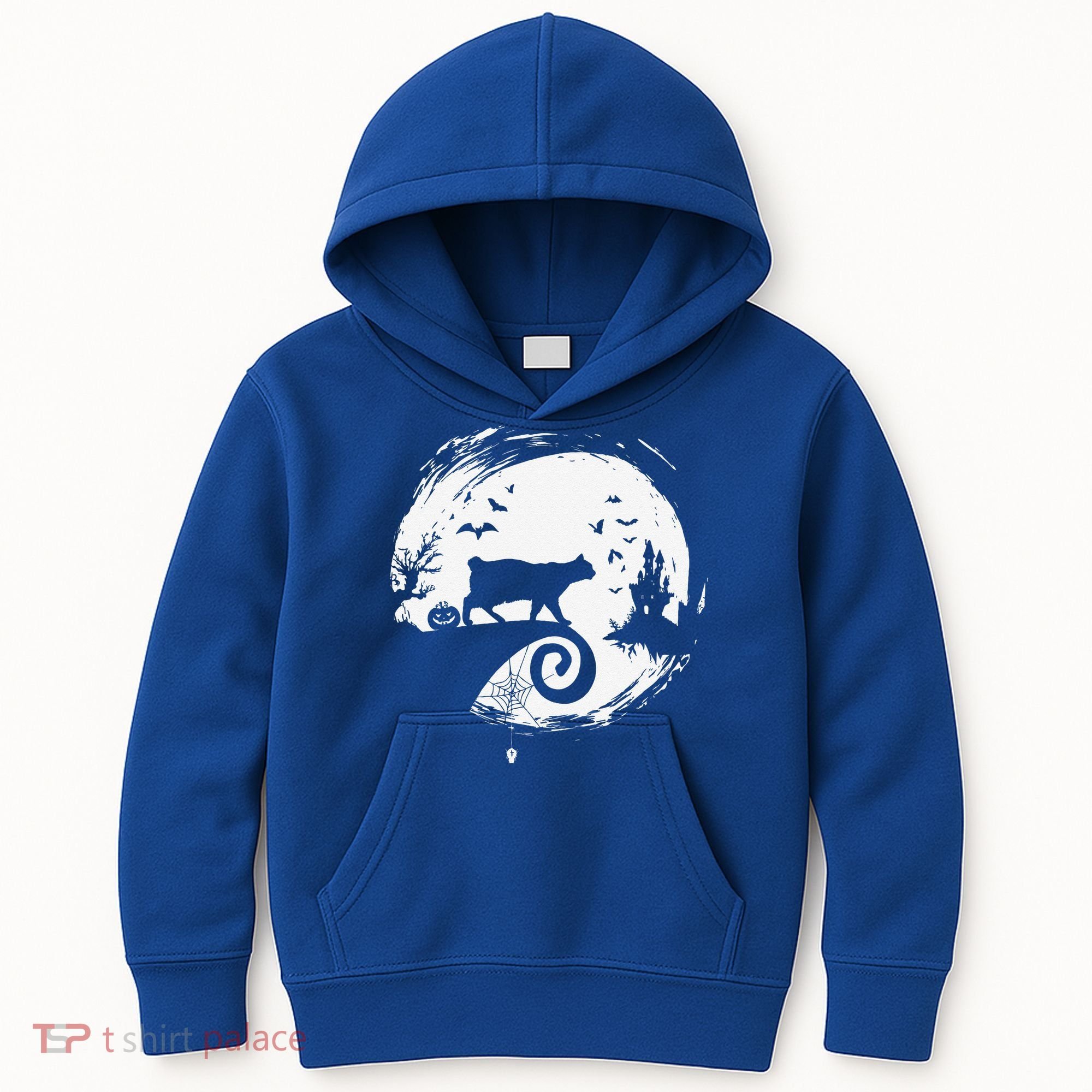 Manx Cat Halloween Costume Moon Silhouette Creepy Horror Kids Hoodie