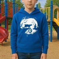 Manx Cat Halloween Costume Moon Silhouette Creepy Horror Kids Hoodie thumb 2