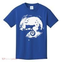 Manx Cat Halloween Costume Moon Silhouette Creepy Horror Kids T-Shirt thumb 0