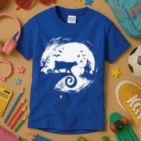 Manx Cat Halloween Costume Moon Silhouette Creepy Horror Kids T-Shirt thumb 3