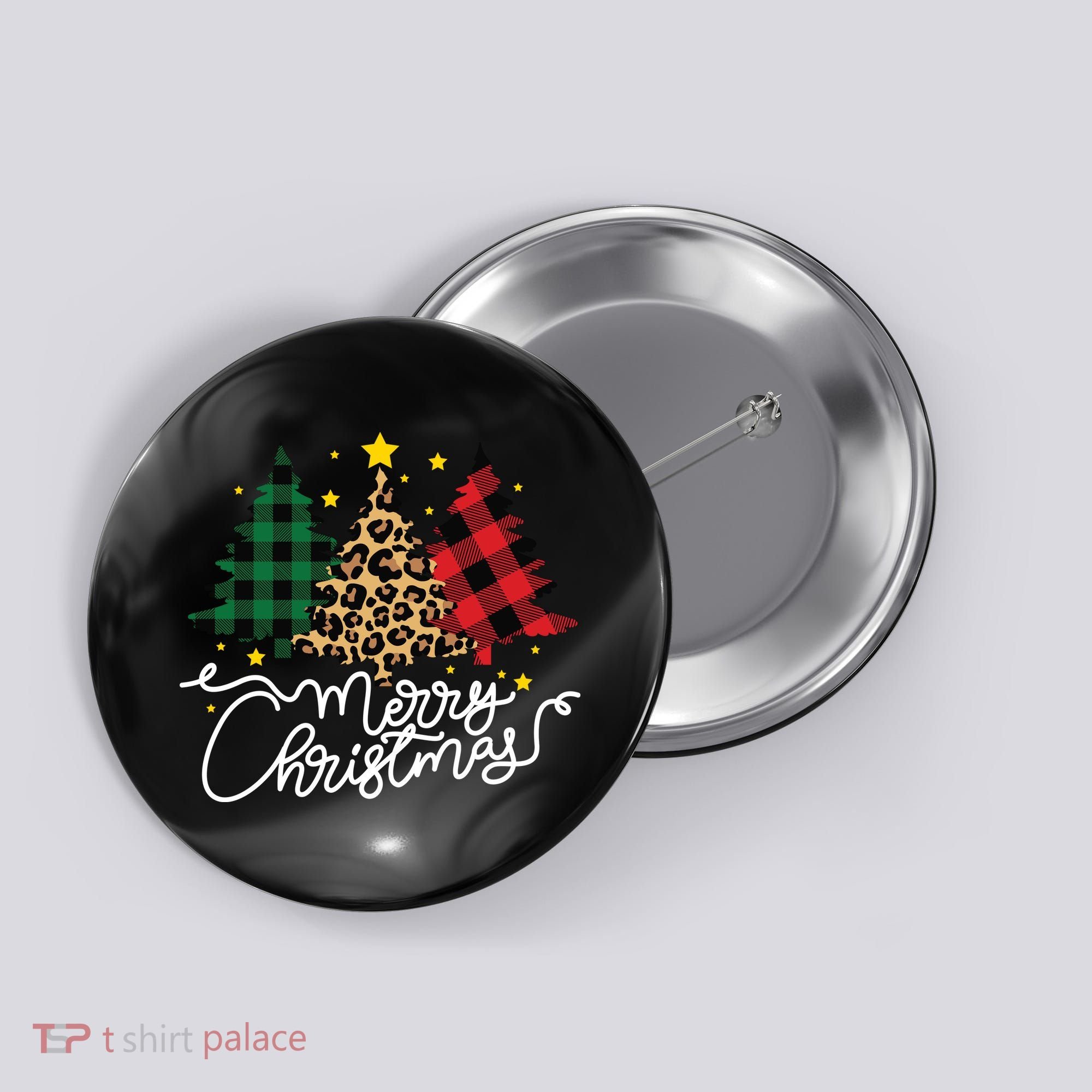 Merry Christmas Holiday Trees Button