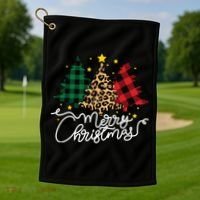 Merry Christmas Holiday Trees Golf Towel thumb 1
