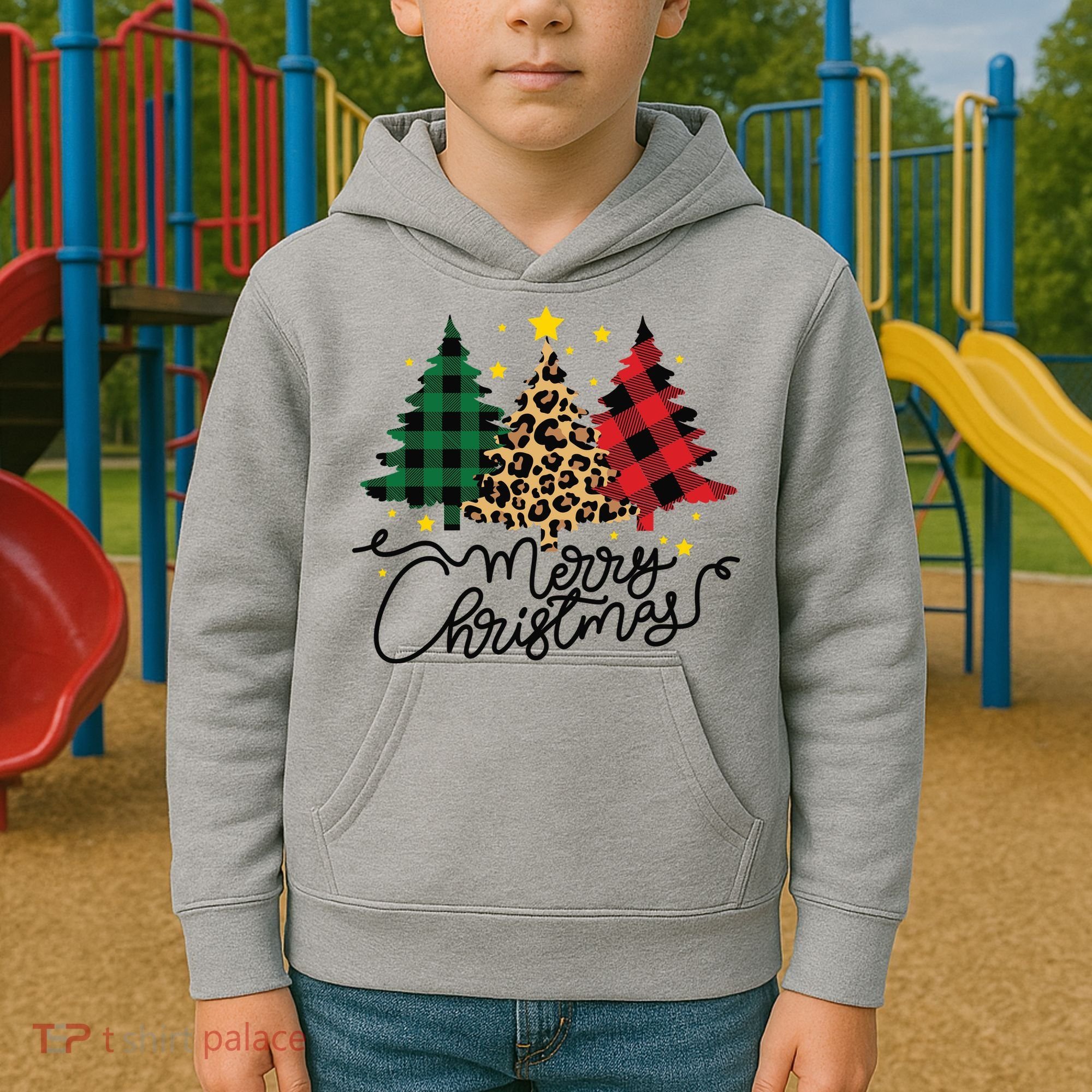 Merry Christmas Holiday Trees Kids Hoodie