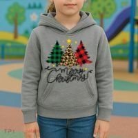 Merry Christmas Holiday Trees Kids Hoodie thumb 3