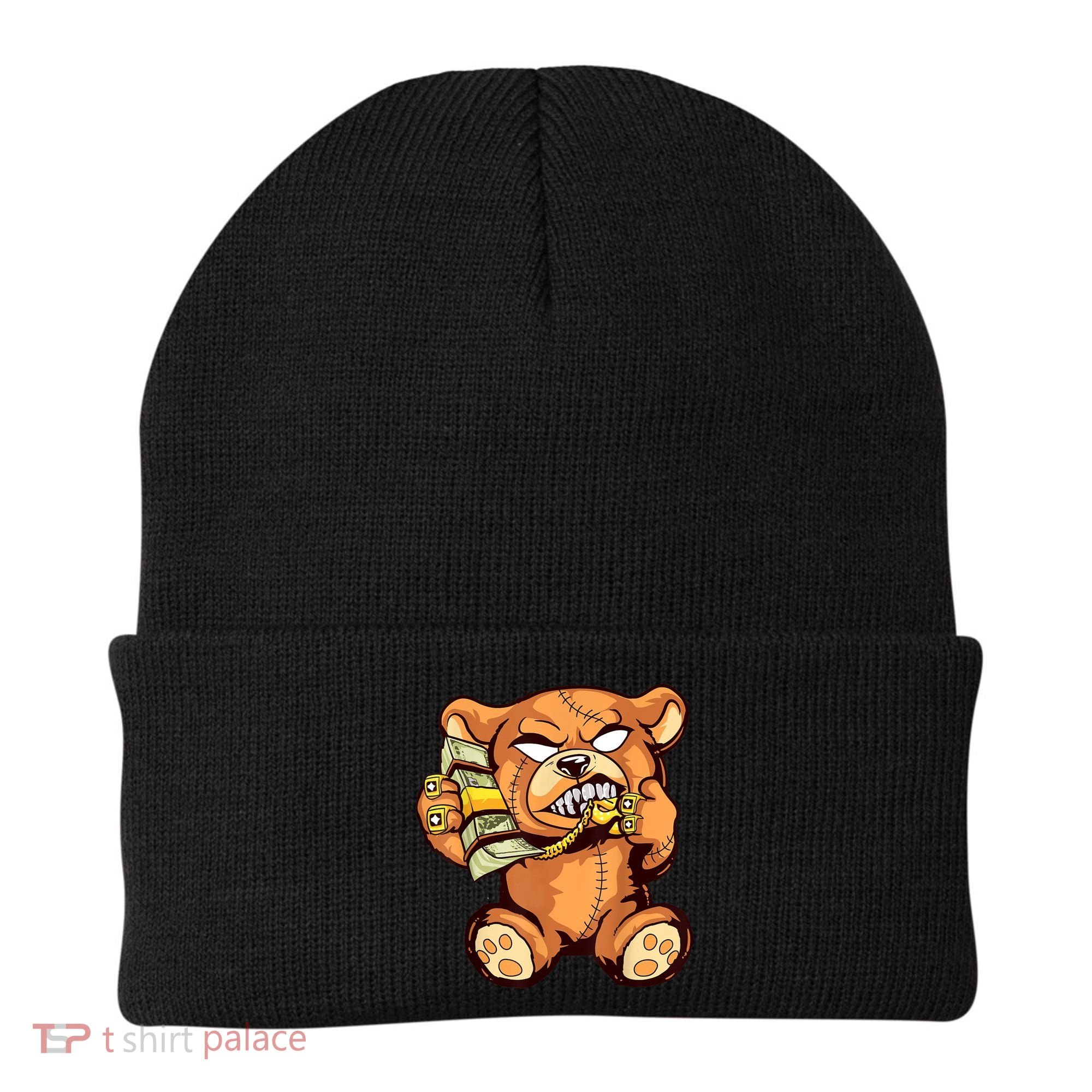 Money Calling Hip Hop Teddy Bear Gangster Rap Drip Swag Dope Beanie