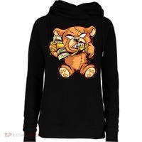 Money Calling Hip Hop Teddy Bear Gangster Rap Drip Swag Dope Womens Funnel Neck Pullover Hood thumb 0