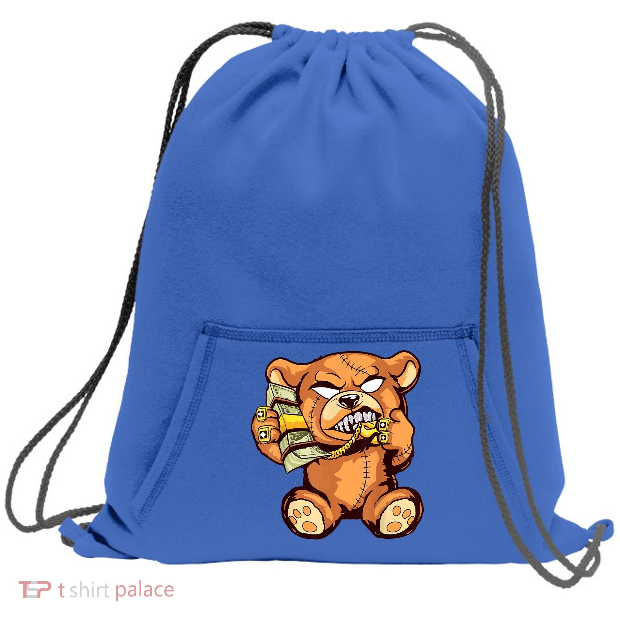 Money Calling Hip Hop Teddy Bear Gangster Rap Drip Swag Dope Sweatshirt Cinch Pack Bag