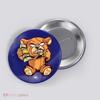 Money Calling Hip Hop Teddy Bear Gangster Rap Drip Swag Dope Button