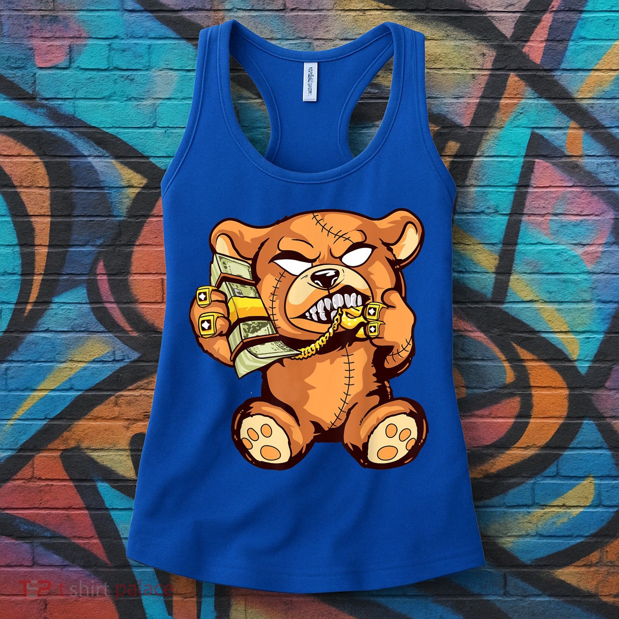 Money Calling Hip Hop Teddy Bear Gangster Rap Drip Swag Dope Women's Tank Top