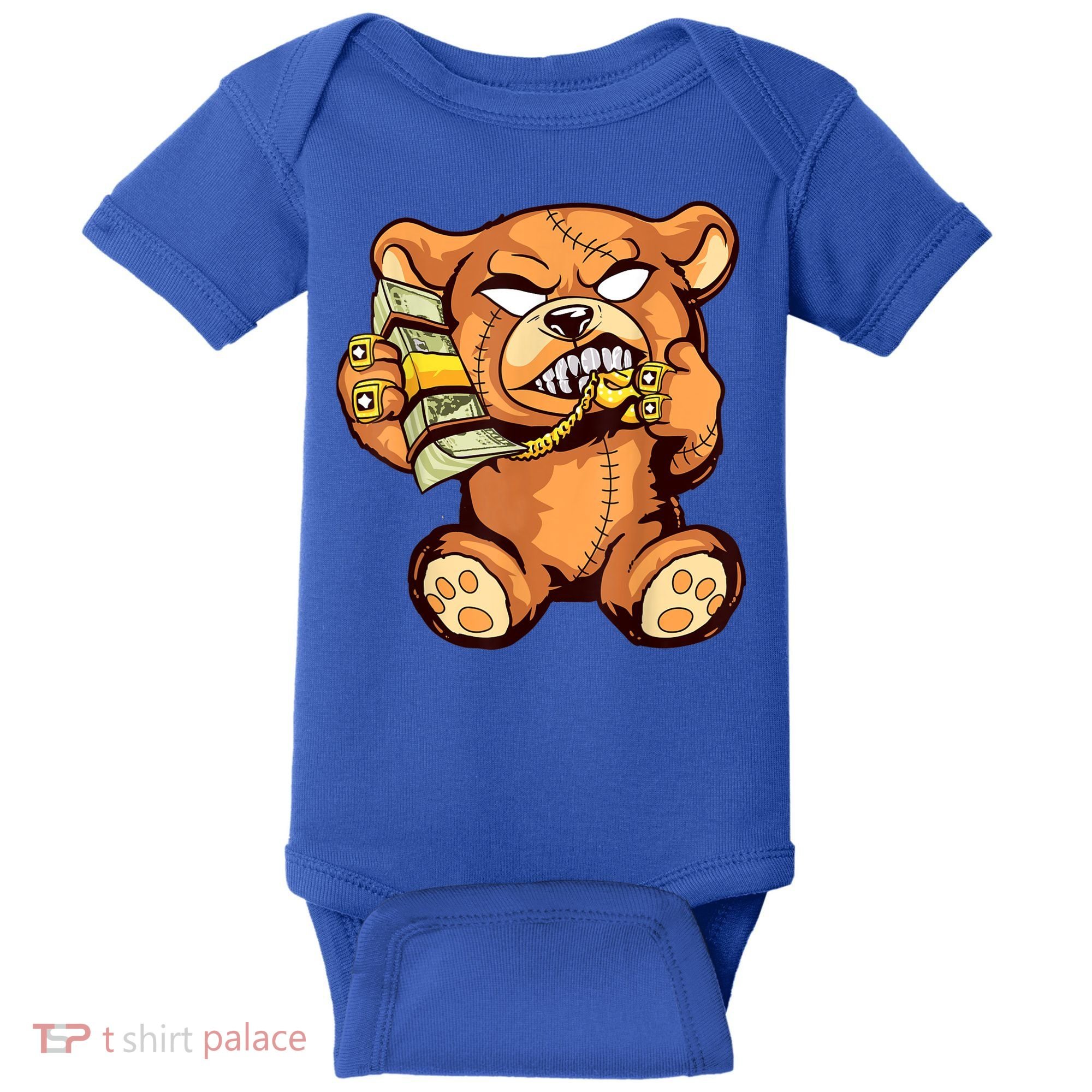 Money Calling Hip Hop Teddy Bear Gangster Rap Drip Swag Dope Baby Bodysuit