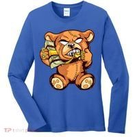 Money Calling Hip Hop Teddy Bear Gangster Rap Drip Swag Dope Women's Long Sleeve Shirt thumb 0