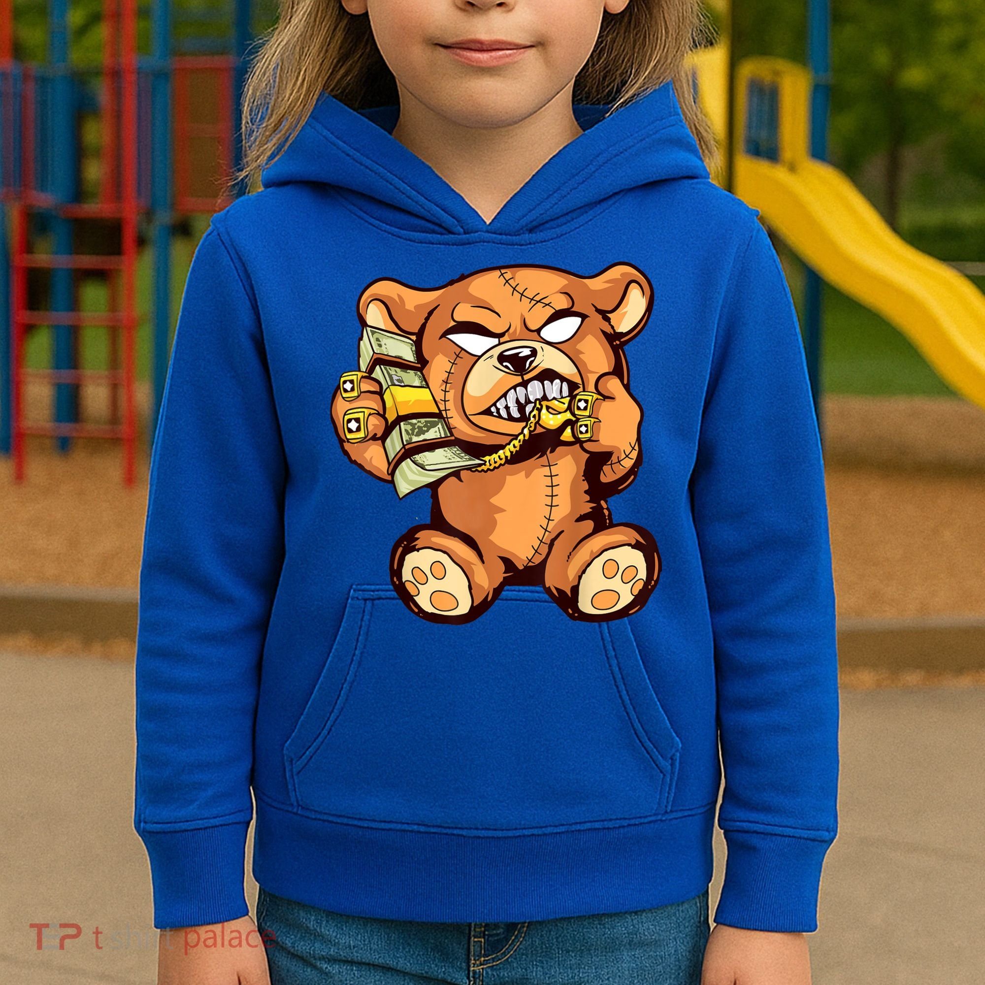 Money Calling Hip Hop Teddy Bear Gangster Rap Drip Swag Dope Kids Hoodie