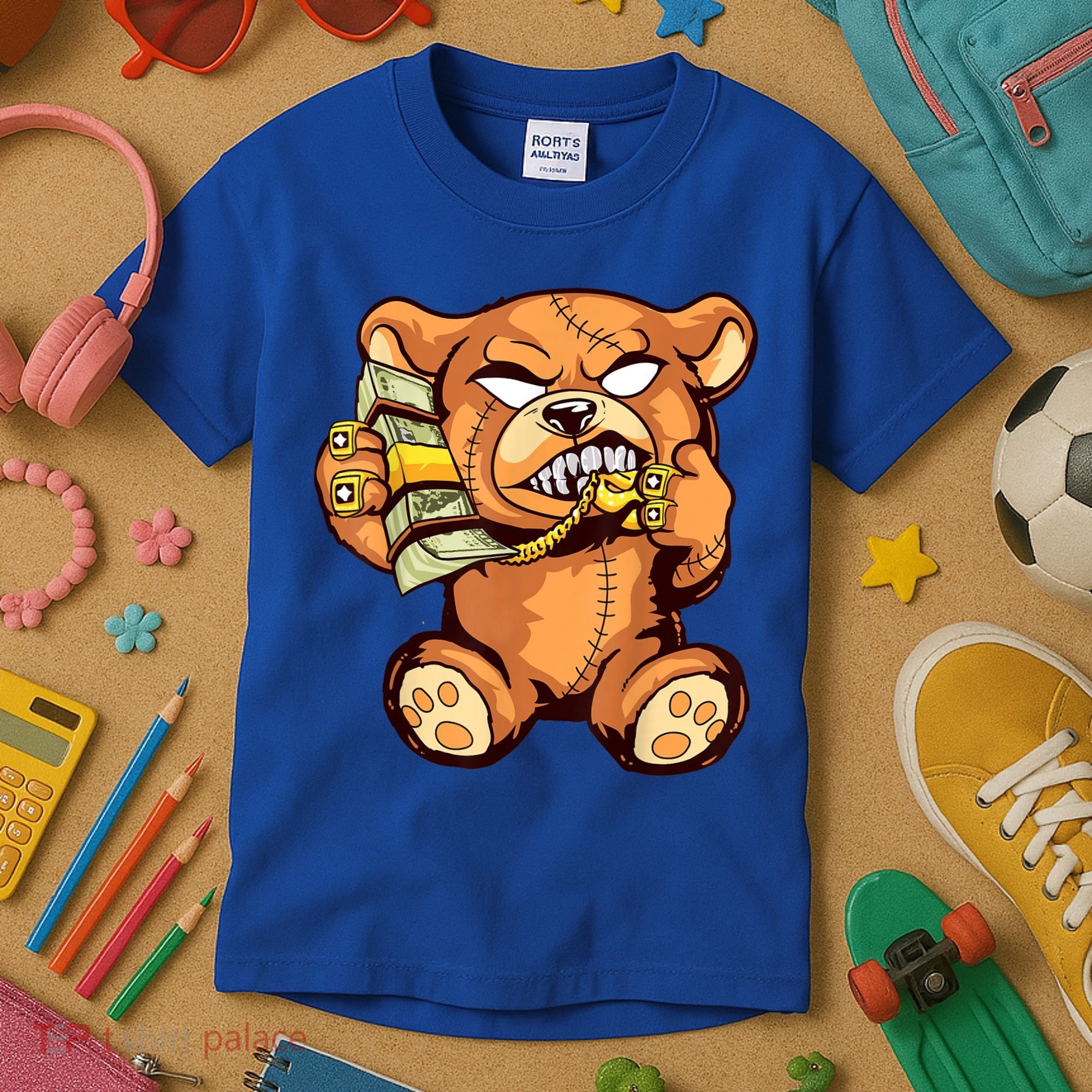 Money Calling Hip Hop Teddy Bear Gangster Rap Drip Swag Dope Kids T-Shirt
