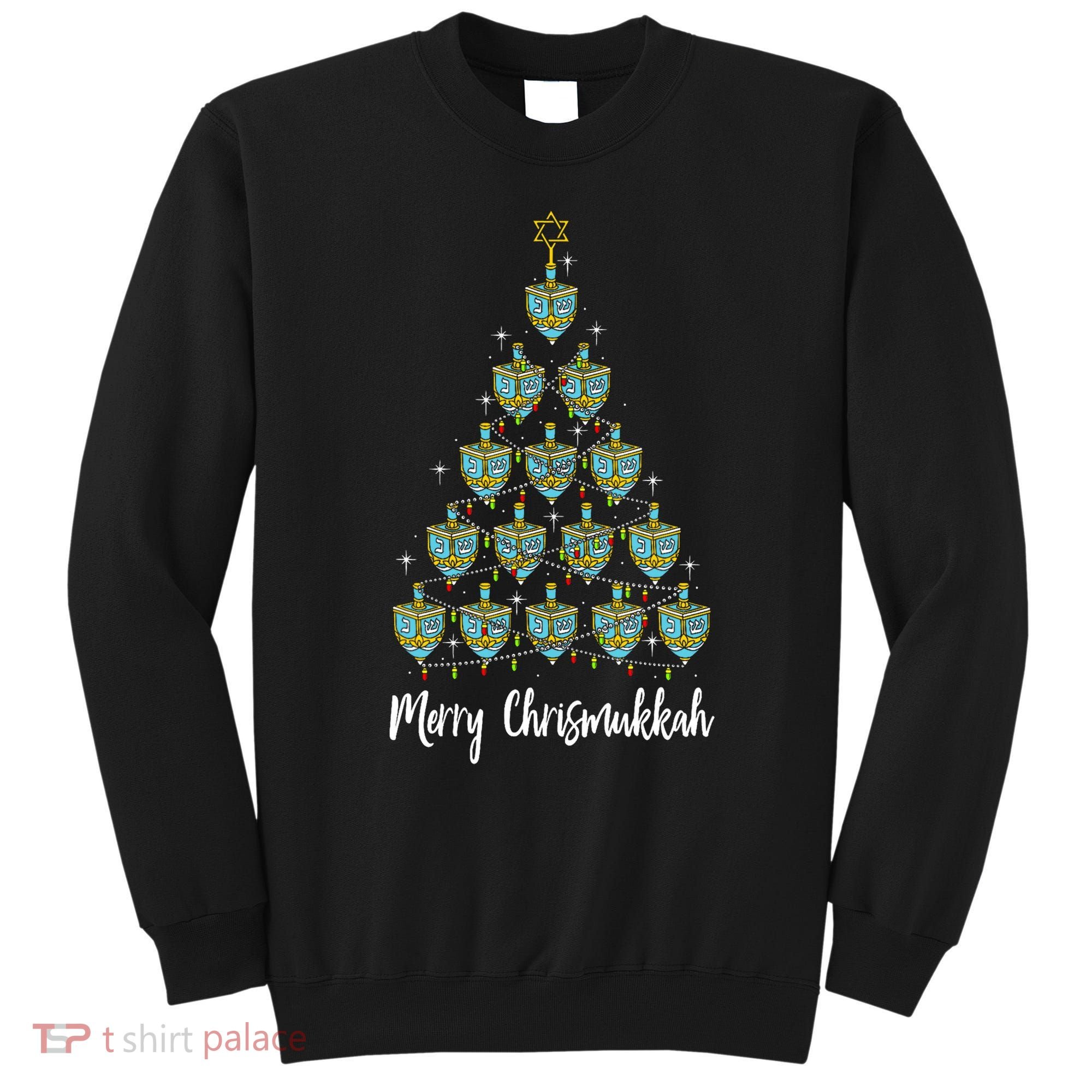 Merry Chrismukkah Hanukkah Dreidel Christmas Tree Chanukah Sweatshirt