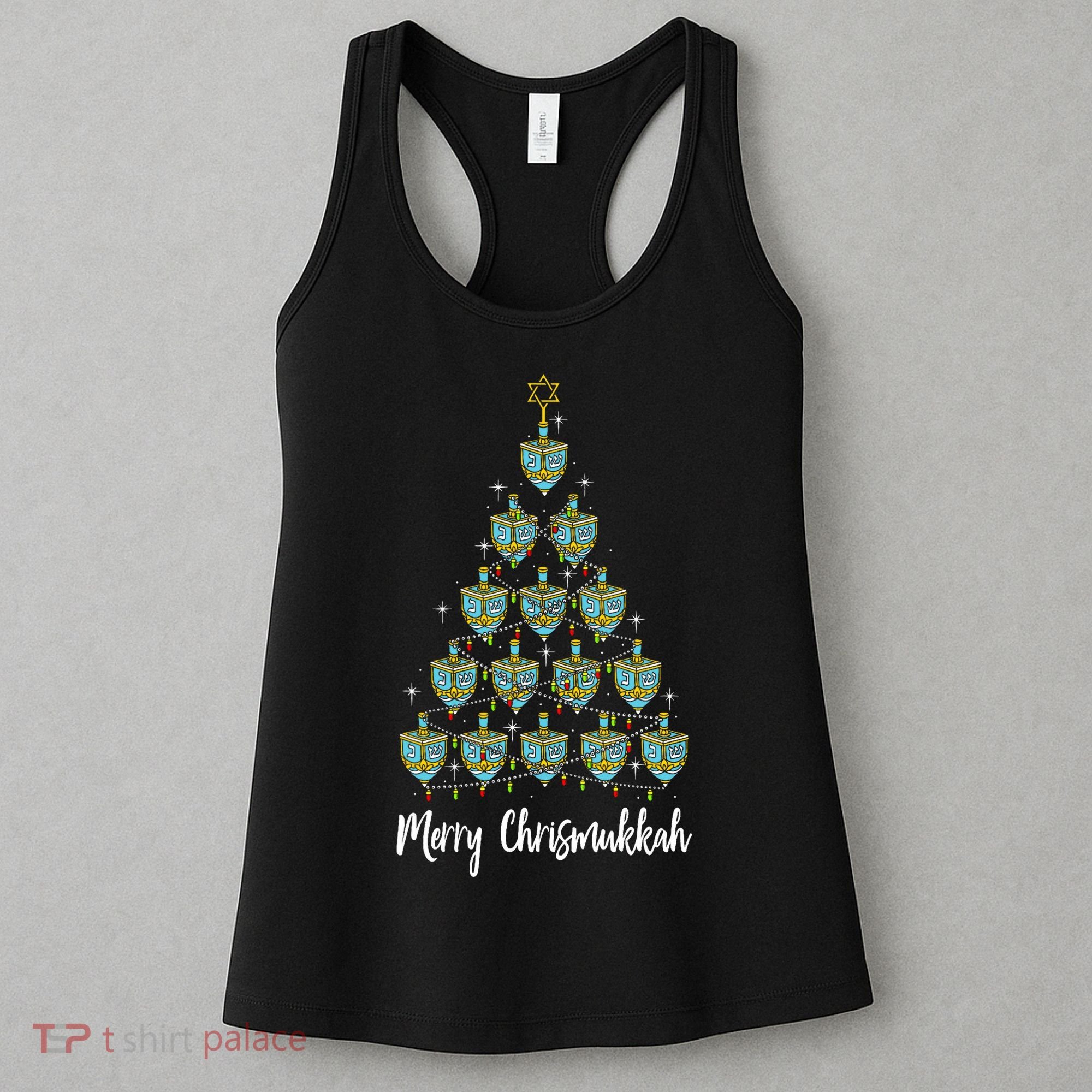 Merry Chrismukkah Hanukkah Dreidel Christmas Tree Chanukah Women's Tank Top