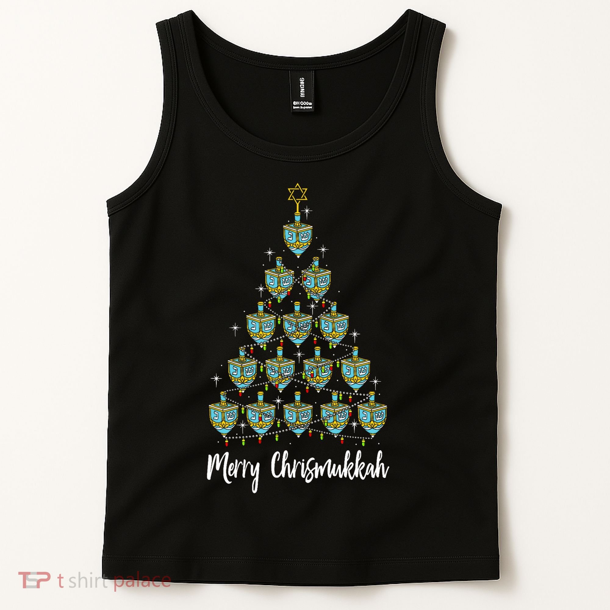 Merry Chrismukkah Hanukkah Dreidel Christmas Tree Chanukah Tank Top
