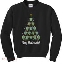 Merry Chrismukkah Hanukkah Dreidel Christmas Tree Chanukah Kids Sweatshirt thumb 0