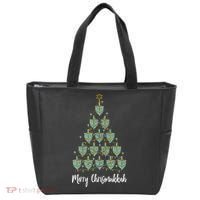 Merry Chrismukkah Hanukkah Dreidel Christmas Tree Chanukah Tote Bag thumb 0