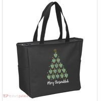 Merry Chrismukkah Hanukkah Dreidel Christmas Tree Chanukah Tote Bag thumb 2