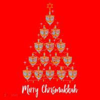 Merry Chrismukkah Hanukkah Dreidel Christmas Tree Chanukah Santa Hat thumb 1