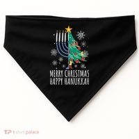 Merry Chrismukkah Happy Christmas Hanukkah USA-Made Doggie Bandana thumb 0