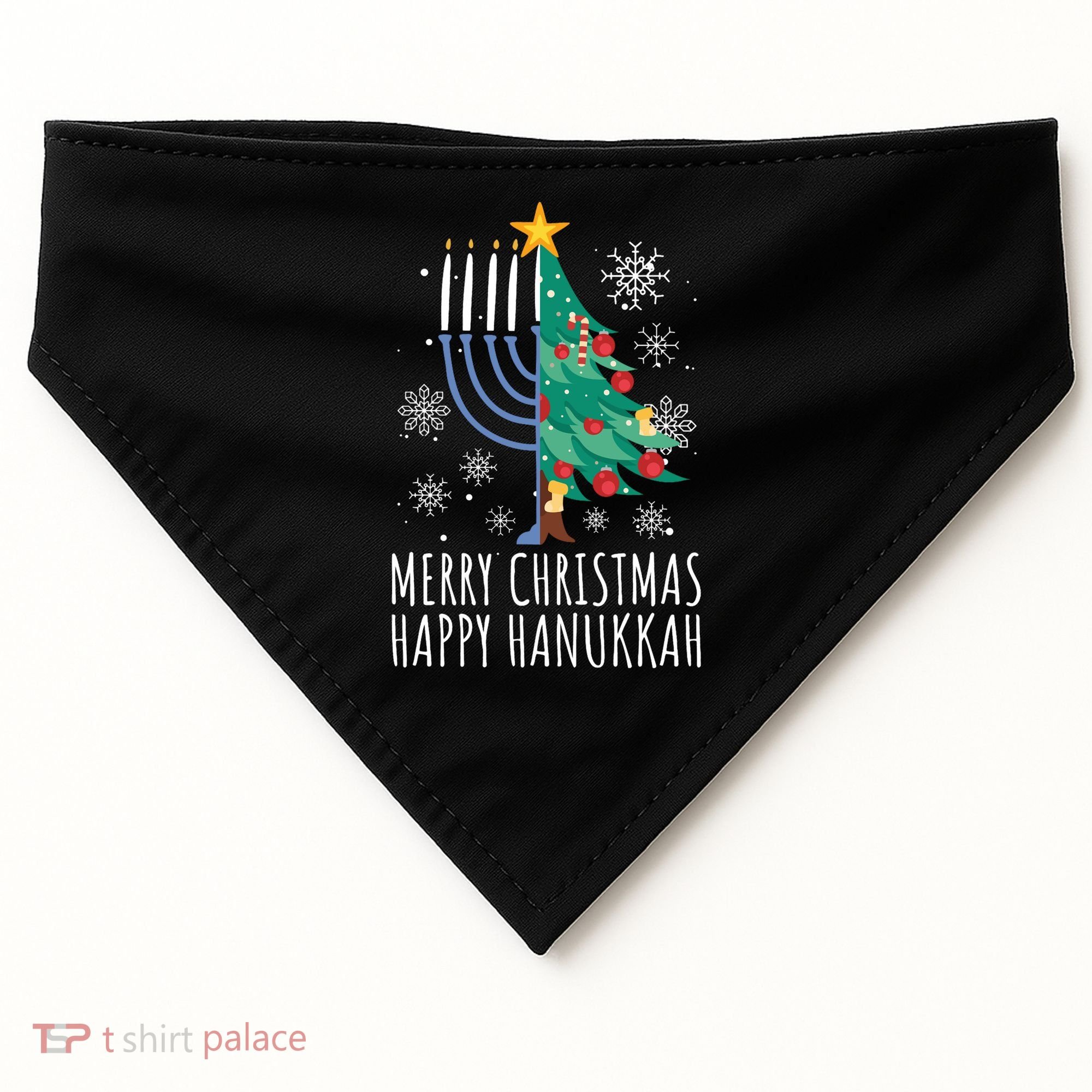 Merry Chrismukkah Happy Christmas Hanukkah USA-Made Doggie Bandana