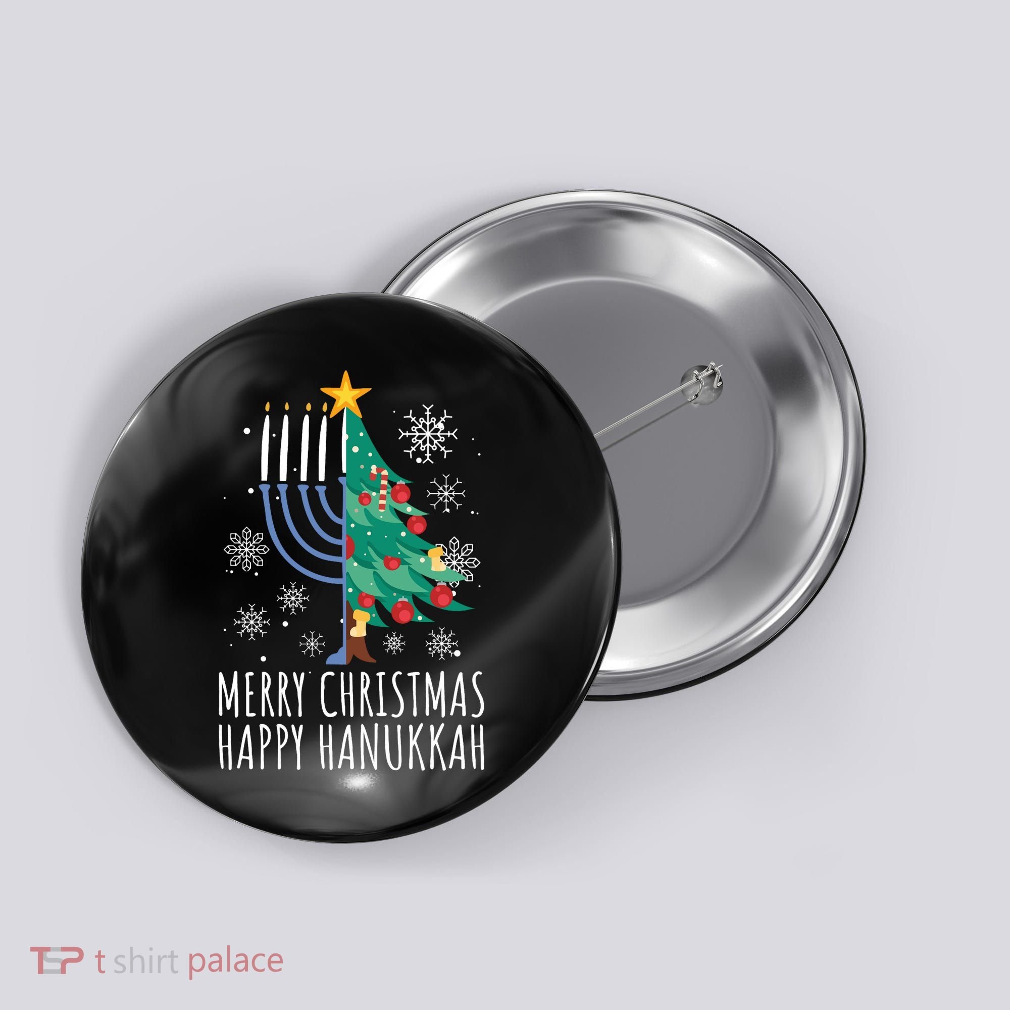 Merry Chrismukkah Happy Christmas Hanukkah Button