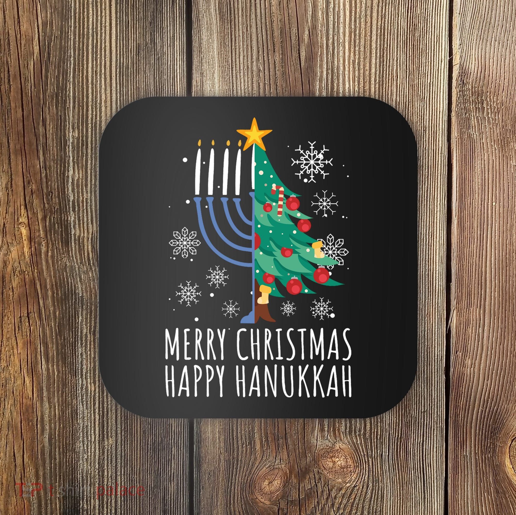 Merry Chrismukkah Happy Christmas Hanukkah Coaster