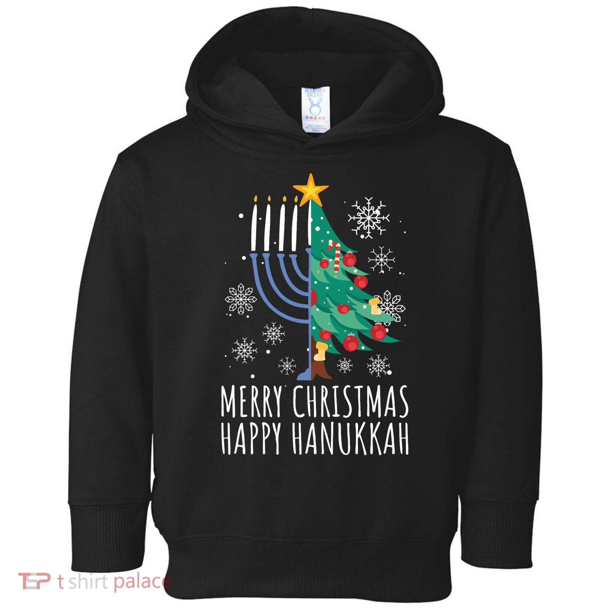 Merry Chrismukkah Happy Christmas Hanukkah Toddler Hoodie