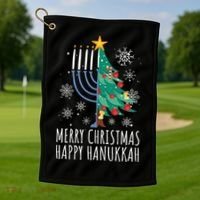 Merry Chrismukkah Happy Christmas Hanukkah Golf Towel thumb 1