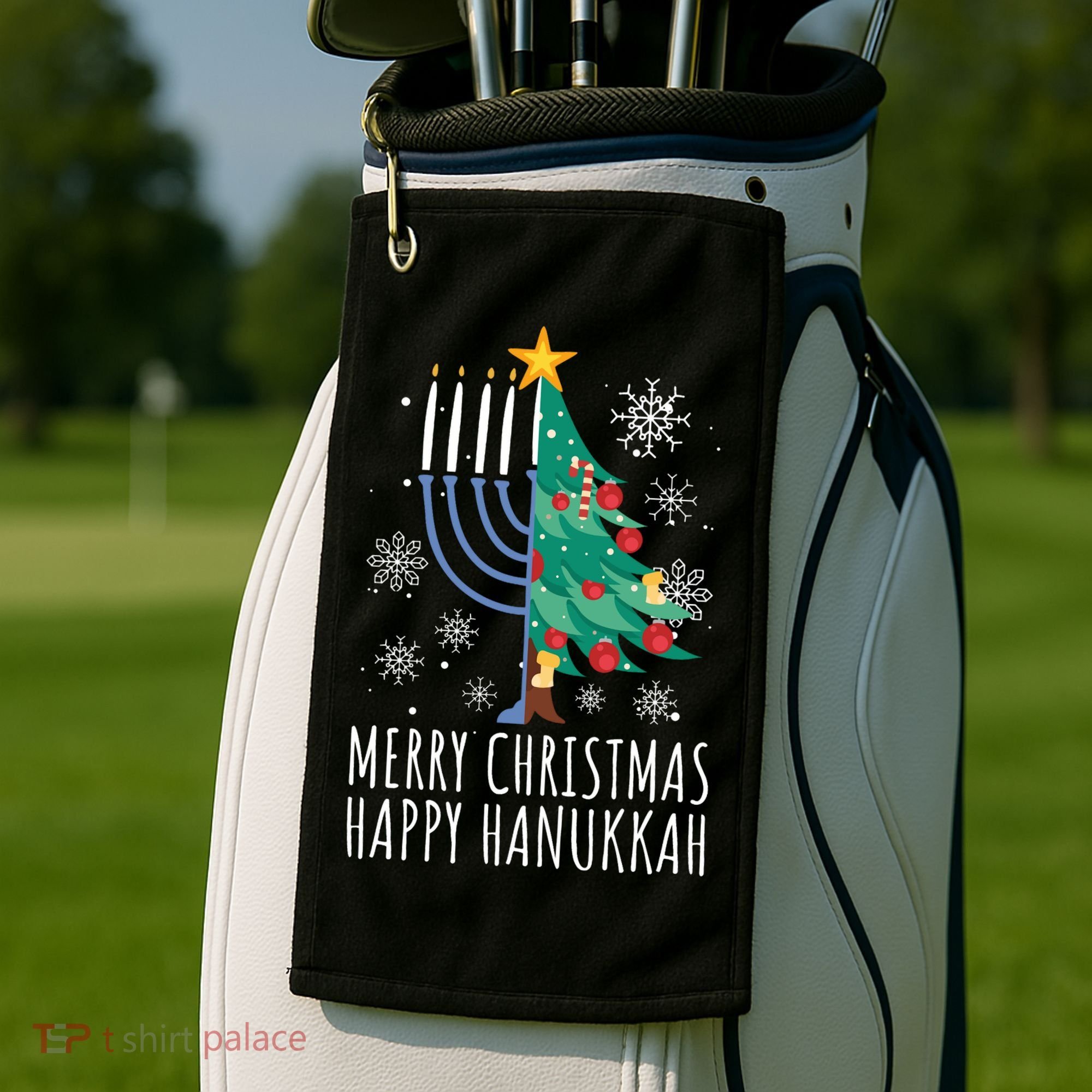 Merry Chrismukkah Happy Christmas Hanukkah Golf Towel