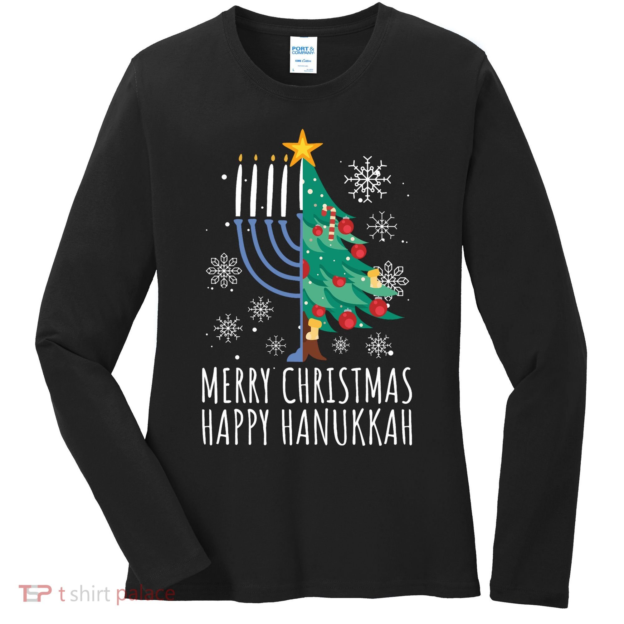 Merry Chrismukkah Happy Christmas Hanukkah Women's Long Sleeve Shirt