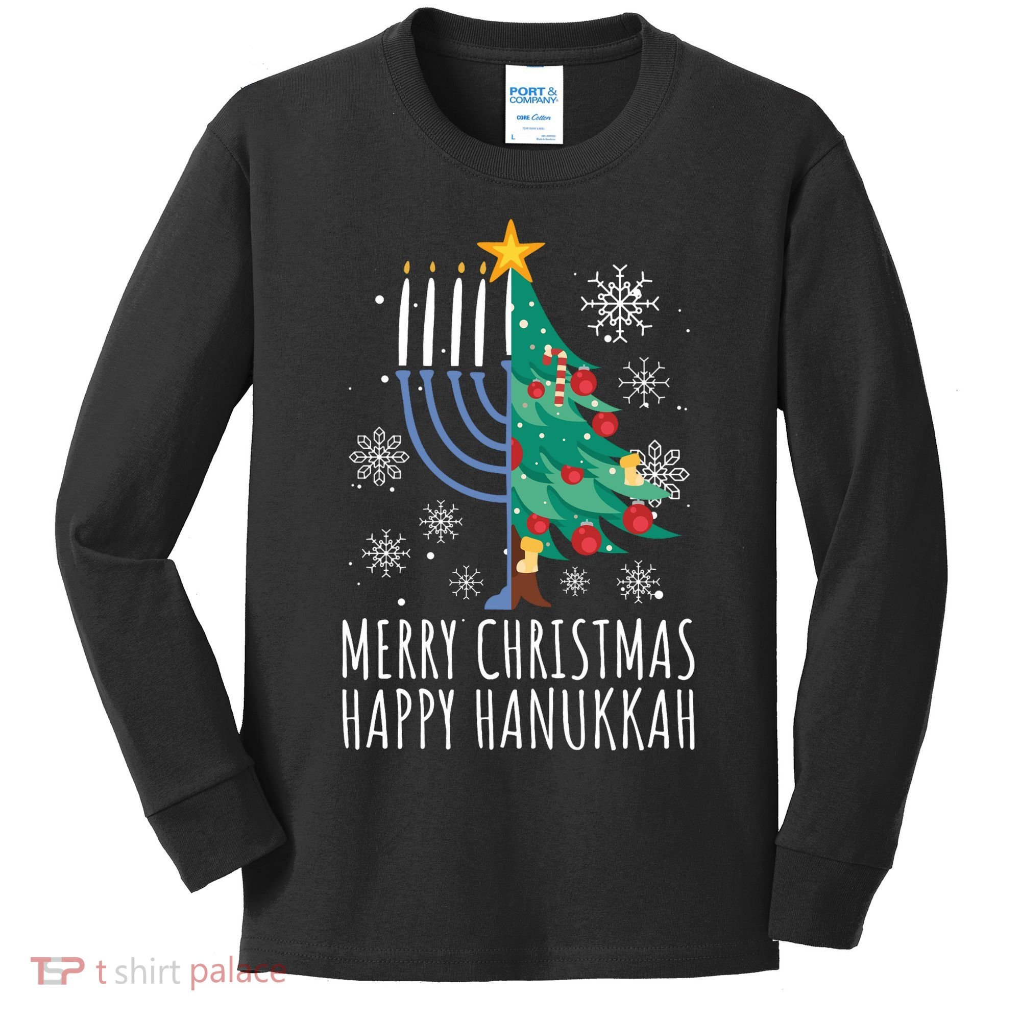 Merry Chrismukkah Happy Christmas Hanukkah Kids Long Sleeve Shirt