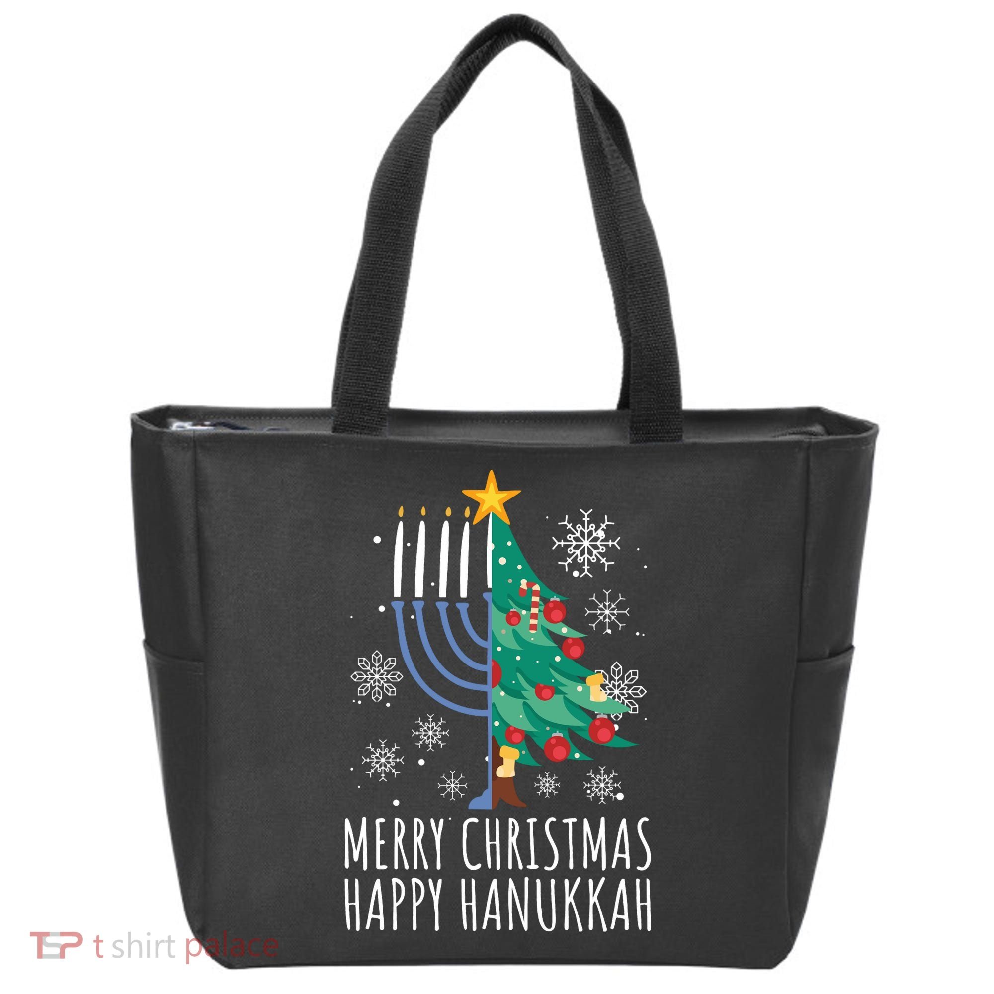 Merry Chrismukkah Happy Christmas Hanukkah Tote Bag