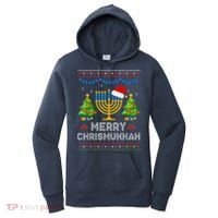 Merry Chrismukkah Happy Hanukkah Christmas Santa Hat Menorah Women's Hoodie thumb 0