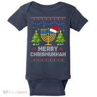 Merry Chrismukkah Happy Hanukkah Christmas Santa Hat Menorah Baby Bodysuit thumb 0