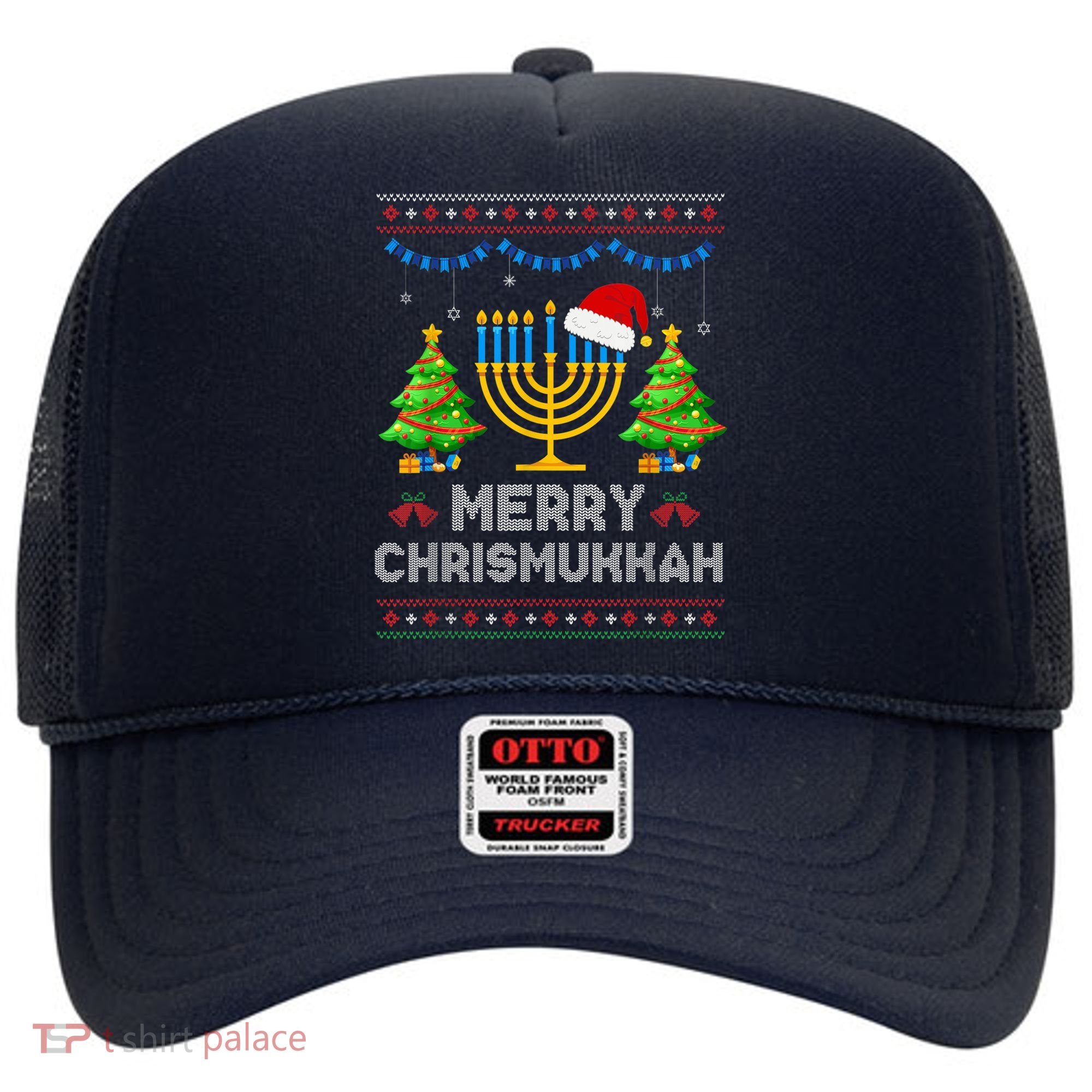 Merry Chrismukkah Happy Hanukkah Christmas Santa Hat Menorah Hat