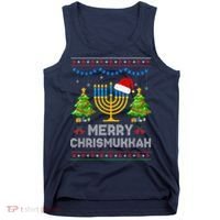Merry Chrismukkah Happy Hanukkah Christmas Santa Hat Menorah Tank Top thumb 0