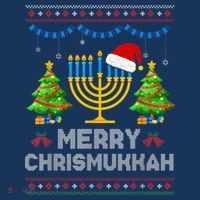 Merry Chrismukkah Happy Hanukkah Christmas Santa Hat Menorah Women's Long Sleeve Shirt thumb 2