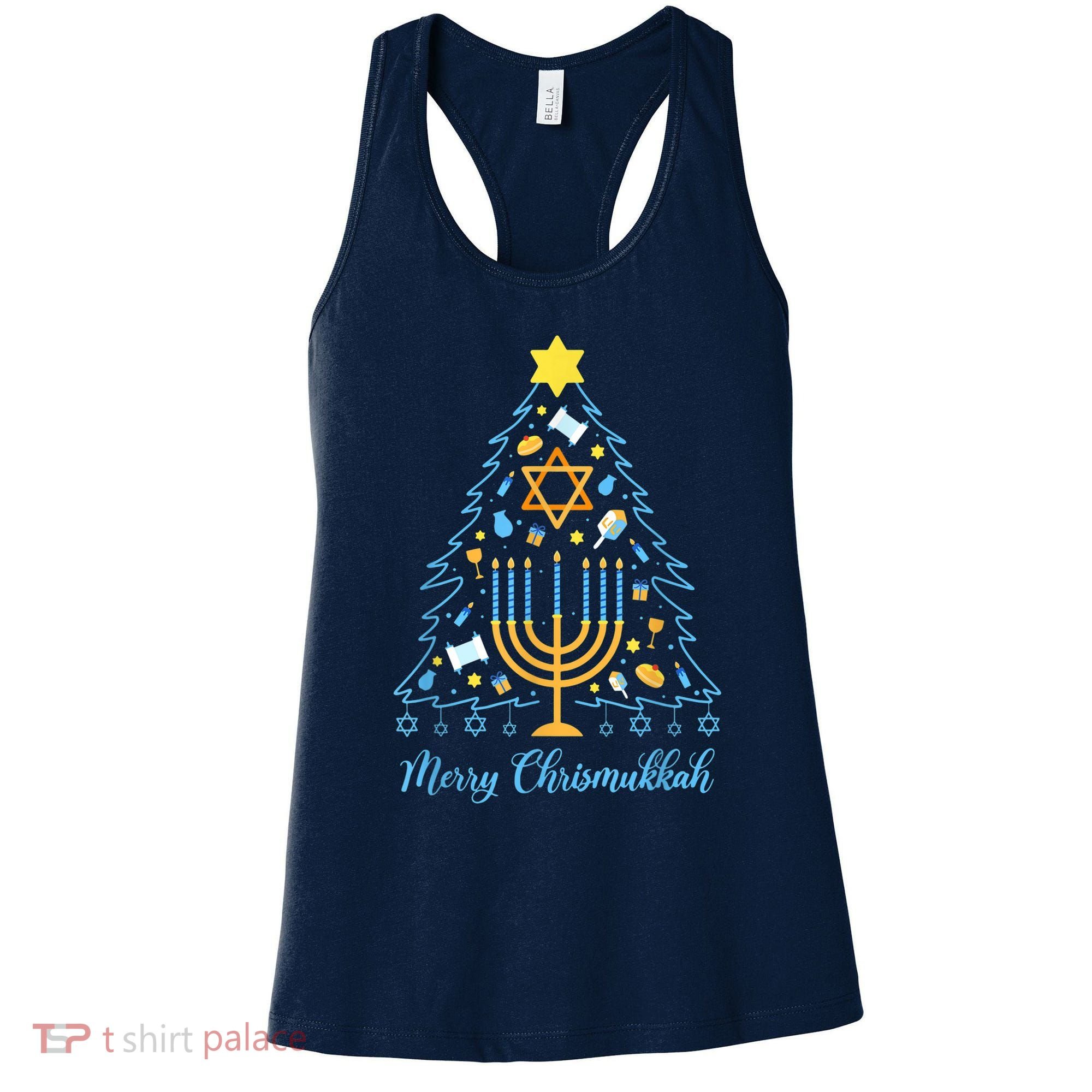 Merry Chrismukkah Holiday Hanukkah Pajama Family Matching Women's Tank Top