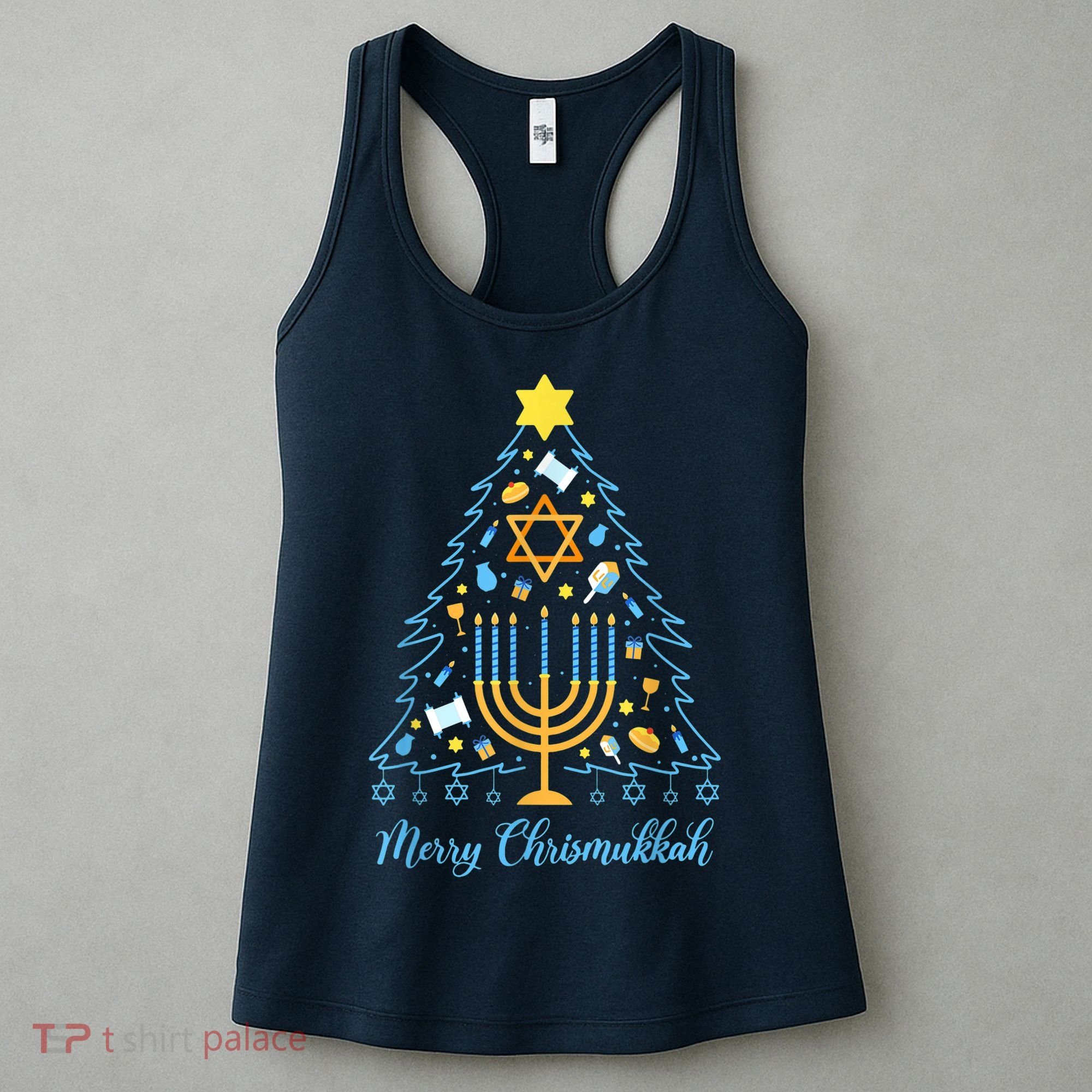 Merry Chrismukkah Holiday Hanukkah Pajama Family Matching Women's Tank Top