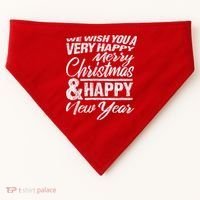 Merry Christmas Happy New Year USA-Made Doggie Bandana thumb 0