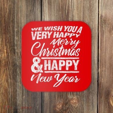 Merry Christmas Happy New Year Coaster