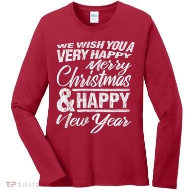 Merry Christmas Happy New Year Women's Long Sleeve Shirt