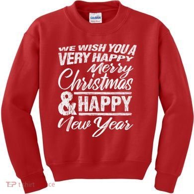 Merry Christmas Happy New Year Kids Sweatshirt