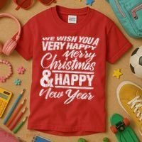 Merry Christmas Happy New Year Kids T-Shirt thumb 3