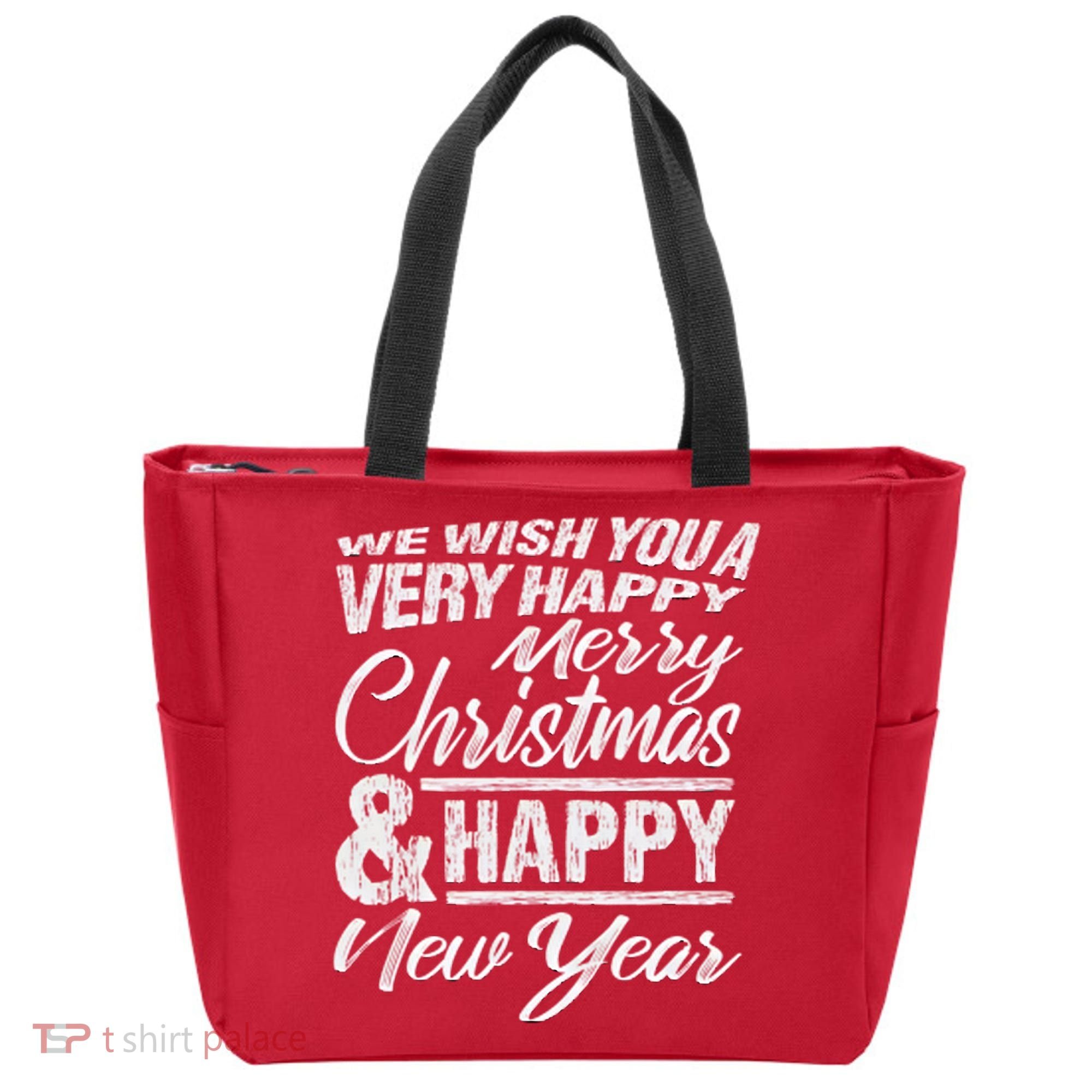Merry Christmas Happy New Year Tote Bag