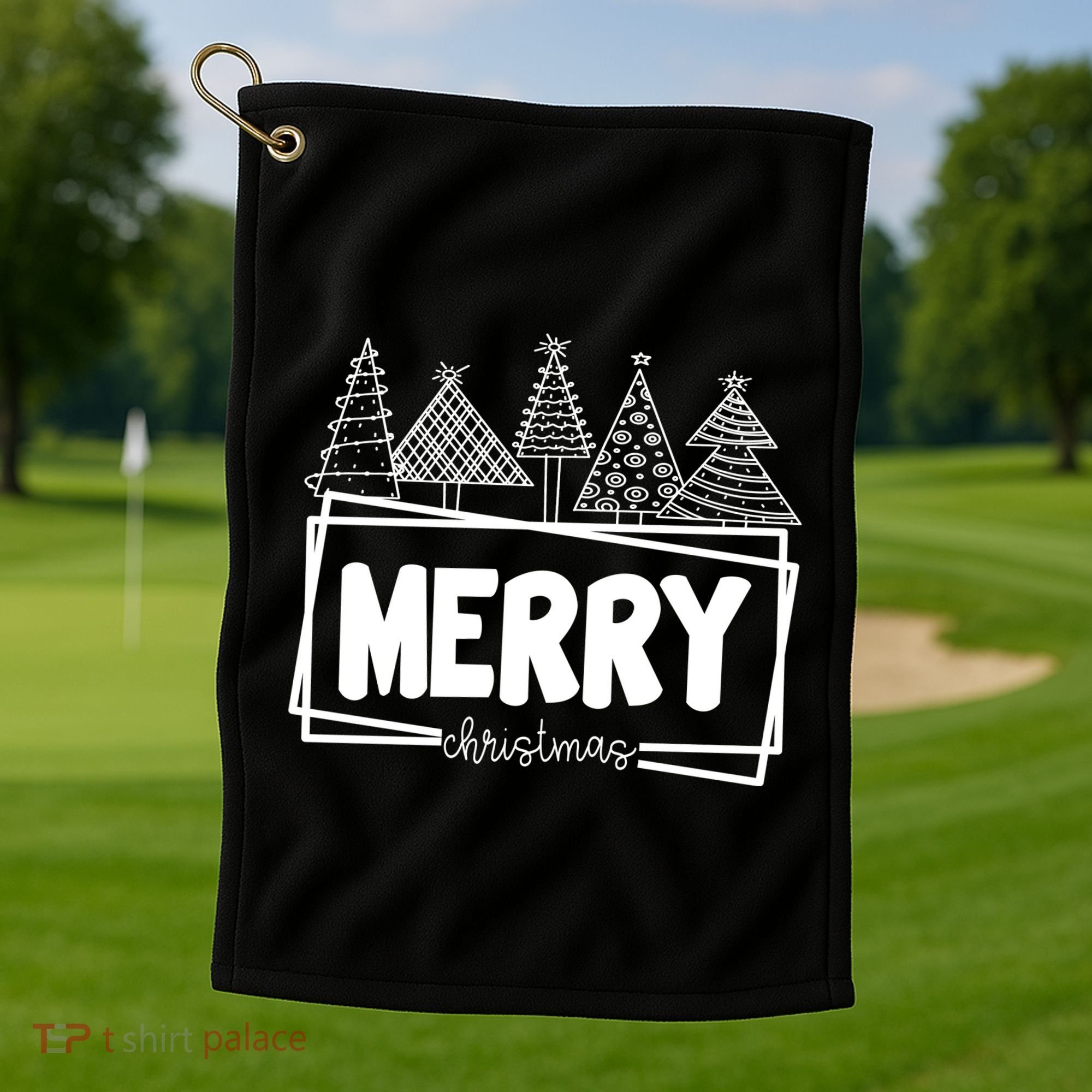 Merry Christmas Holiday Festive Golf Towel